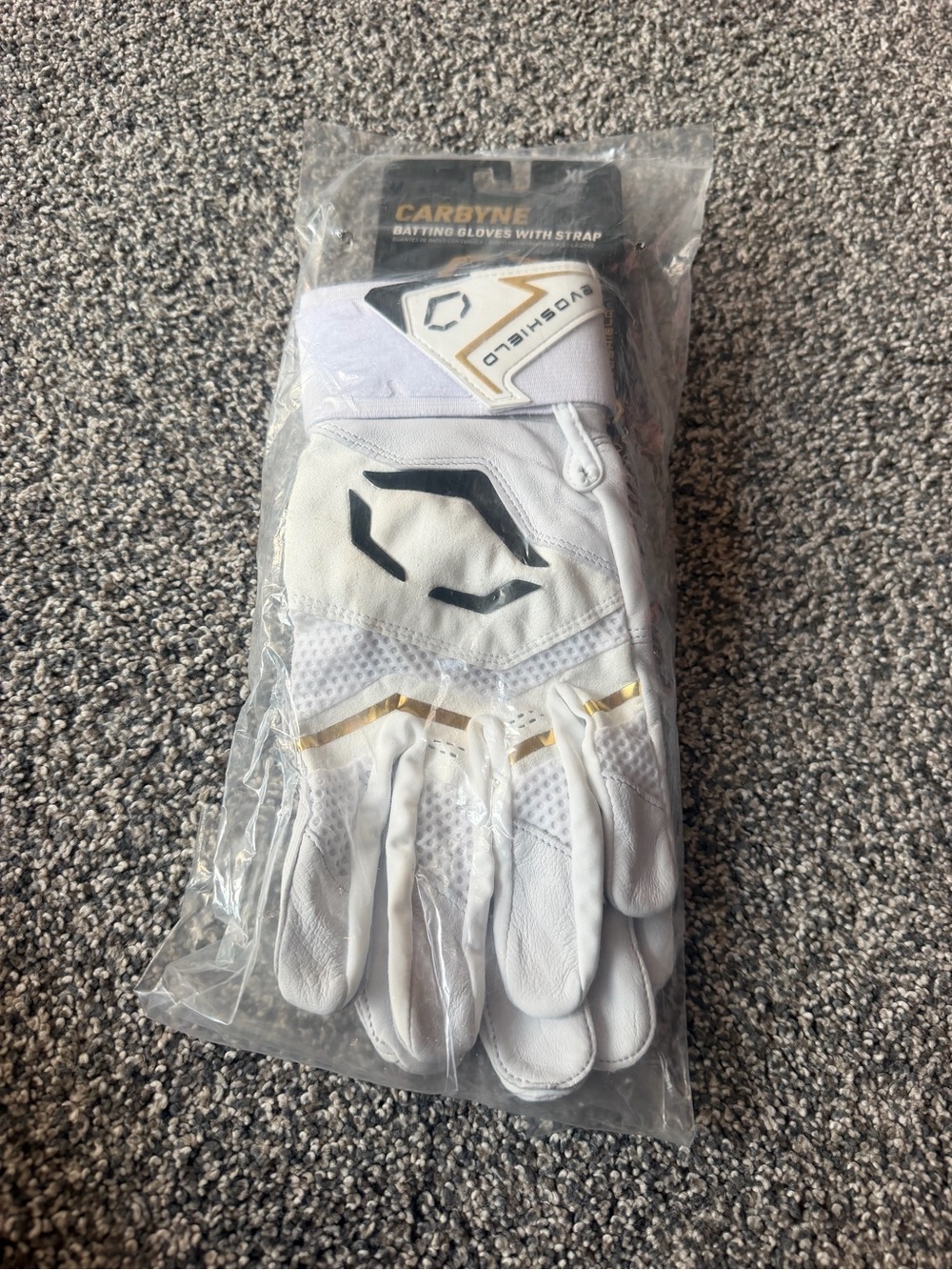 White & Gold Batting Gloves